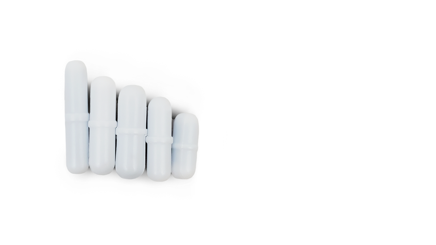 5 Piece Multi Size Magnetic Stir Bars in a Row