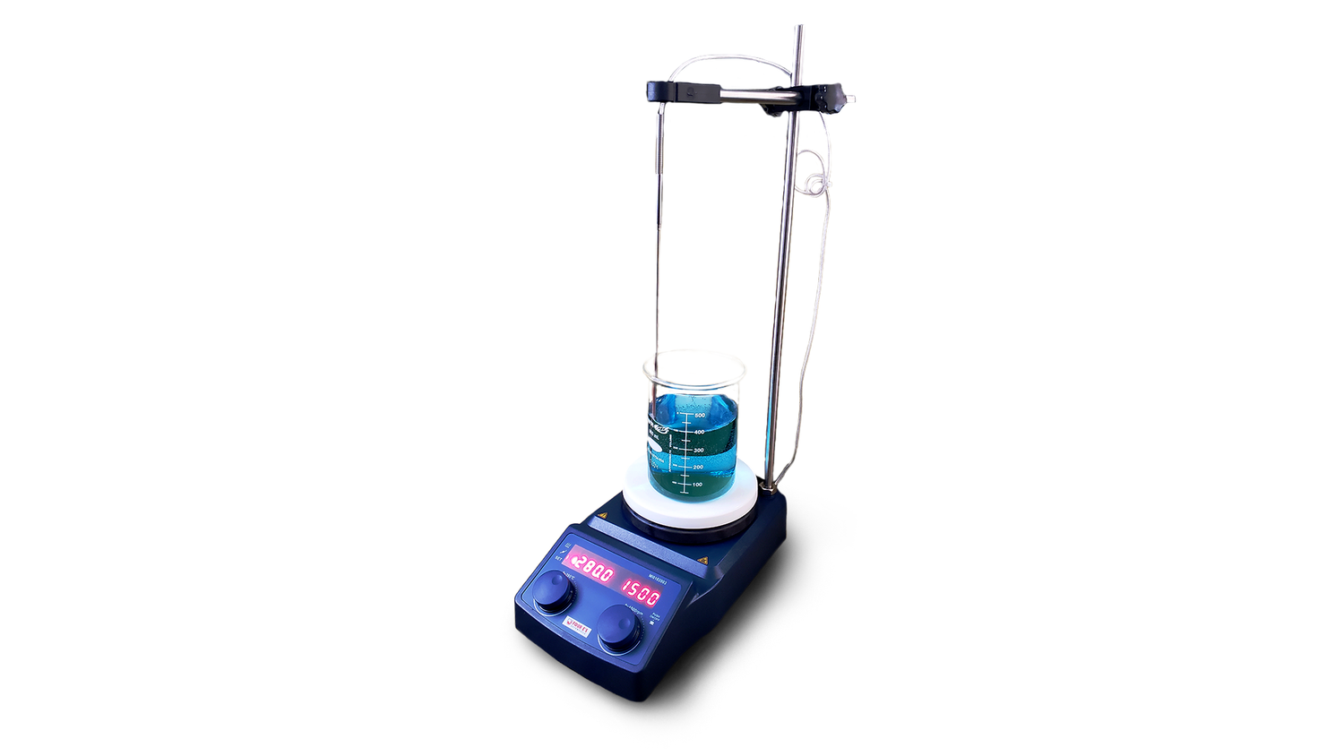 Blue LED Digital Magnetic Hotplate Stirrer with Accessories and Glassware
