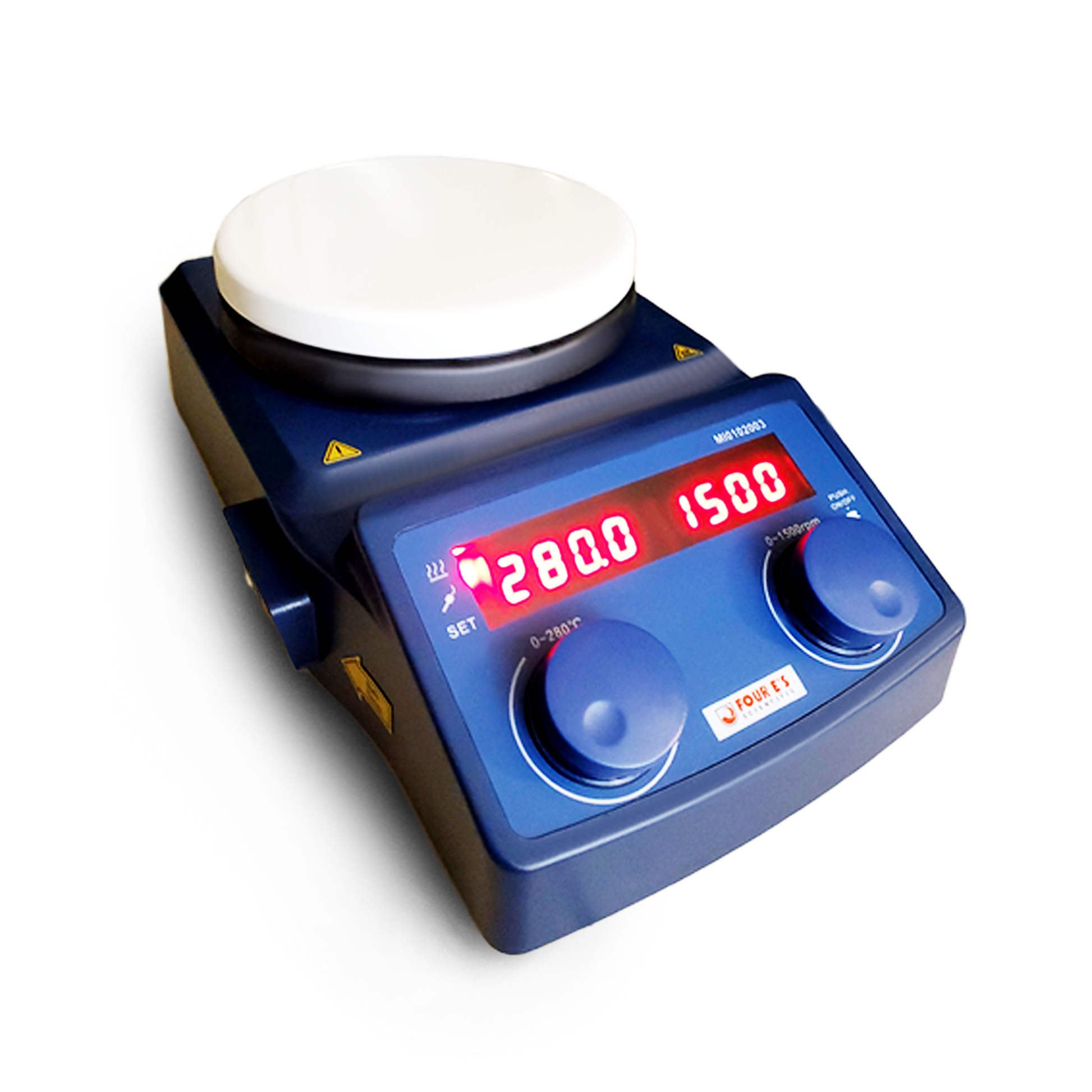 Four E's LED Digital Magnetic Hotplate Stirrer, 100 - 1500 RPM, 5L , 280  Degrees C